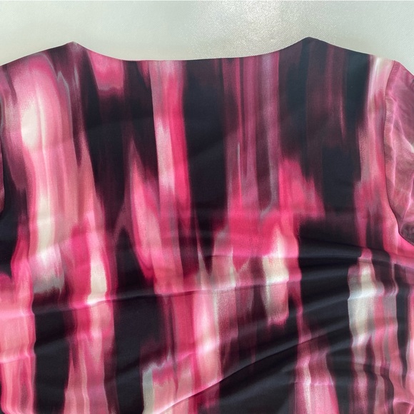 NEW Plus Size 2X Calvin Klein Abstract Scoop Neck SilverPin Sheer Sleeve Blouse - Picture 9 of 10